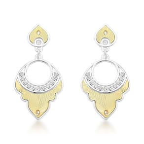 Brinco Folhas Do Limoeiro Com Cristais E Revestimento Ouro E Prata