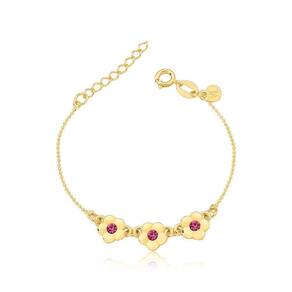Pulseira Florzinhas Revestida Em Ouro