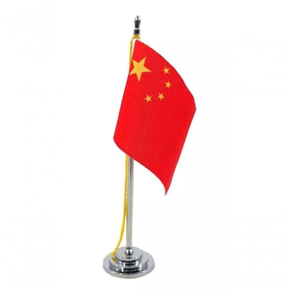 Mini Bandeira De Mesa Da China 15 Cm Poliéster