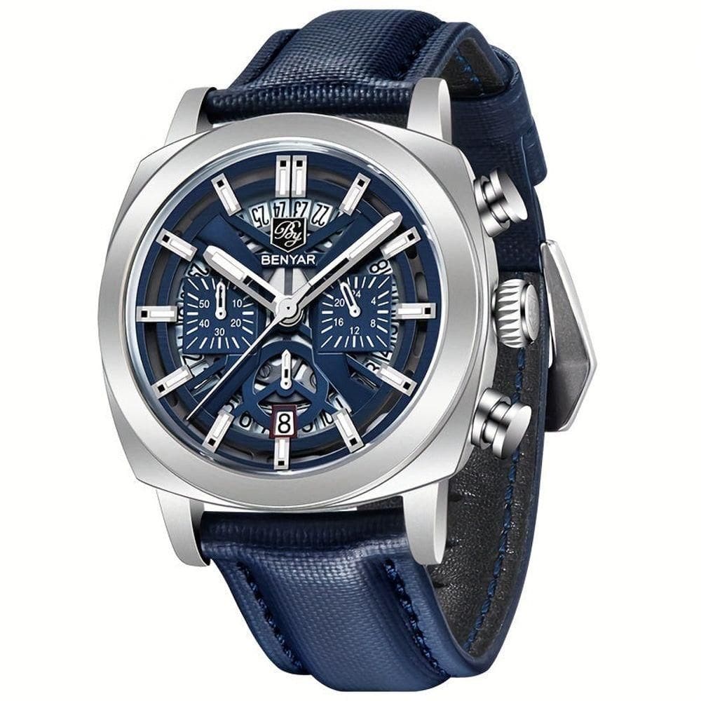 Relógio De Quartzo Masculino Design Casual Esportivo Impermeavel 3atm Azul Prateado
