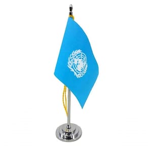 Mini Bandeira De Mesa Da Onu 15 Cm Poliéster