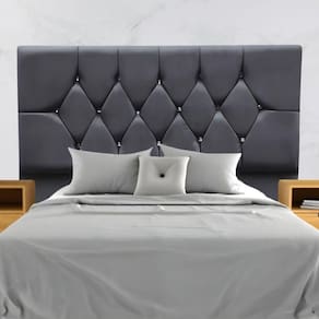 Cabeceira Solteiro Cama Box Estofada 90 Cm Suede Eva cinza Escuro