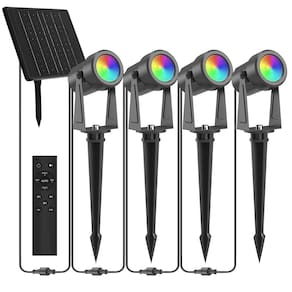 Holofotes solares ZYAN Christmas RGBW com controle remoto 4Pk