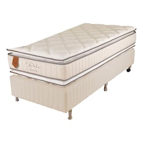 Cama Box Solteiro (Box + Colchão) 88X188X65 Bali Prorelax Molas Ensacadas Pillow Top Duplo - Bege