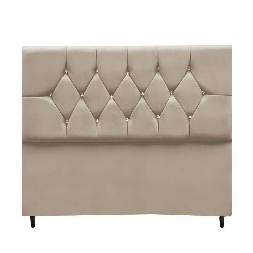 Cabeceira Estofada Cama Box King 195 Cm Suede Dubai bege