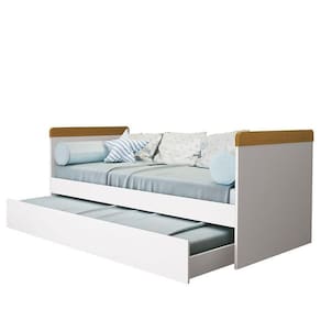 Cama Babá Com Auxiliar Nuth Branco Savana E 2 Colchões Physical Reller Móveis Branco Savana