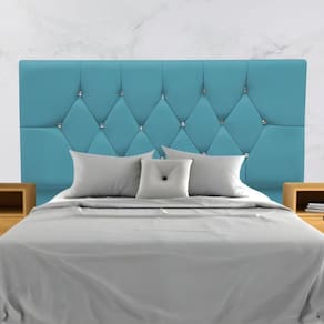 Cabeceira Solteiro Cama Box Estofada 90 Cm Suede Eva azul Turquesa