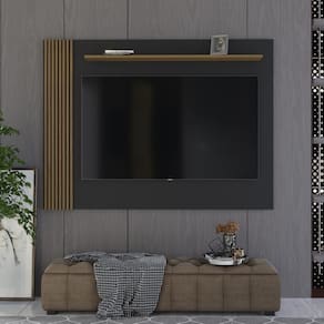 Painel Ripado Para Tv Até 70 Polegadas Grécia 180cm Preto E Nature