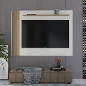 Painel Ripado Para Tv Até 70 Polegadas Grécia 180cm Off White E Nature