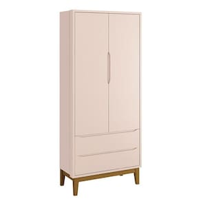 Guarda Roupa Infantil 2 Portas Classic Rosa Fosco Com Pés Amadeirado Reller Móveis Rosa Fosco