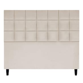Cabeceira Decorativa Florem Para Cama De Casal 140 Cm Bege, Suede