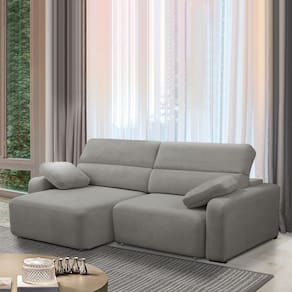 Sofá Decorativo Sala De Estar ícaro 3 Lugares 240cm Reclinável E Retrátil Bouclê Cinza
