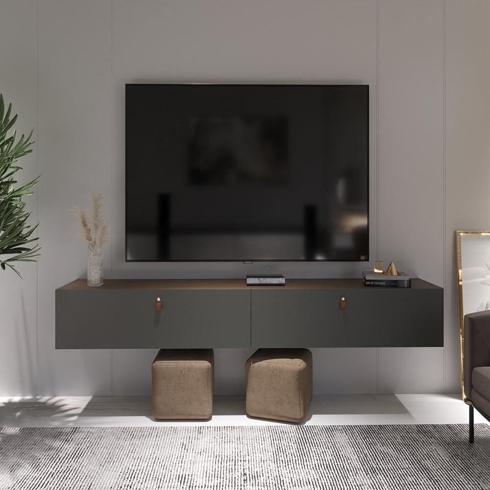 Rack Suspenso Para Tv Até 70 Polegadas 2 Portas Grécia 180cm Cinza