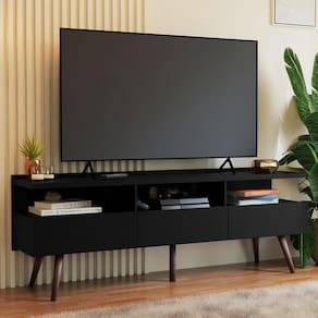 Rack Para Tv Até 65 Polegadas Com Pés Retro Preto Londres Madesa Preto