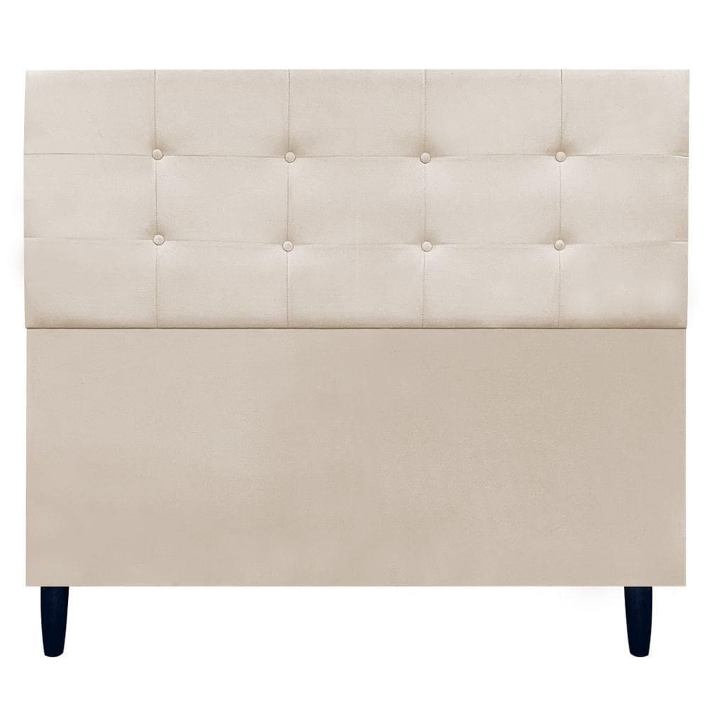 Cabeceira Decorativa Ivy Para Cama De Casal 140 Cm Suede Bege, Suede
