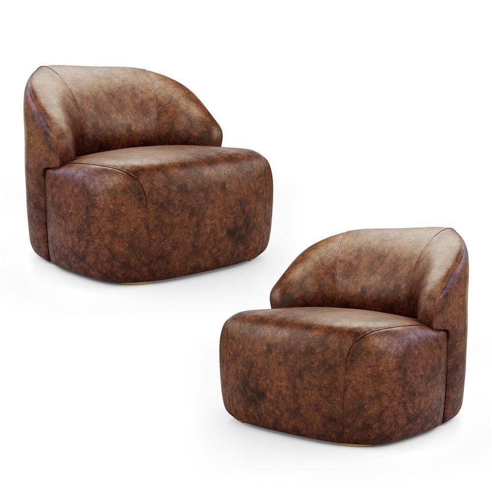 Kit 02 Poltronas Decorativas Kaya Orgânica Sintético Whisky - Desk Design