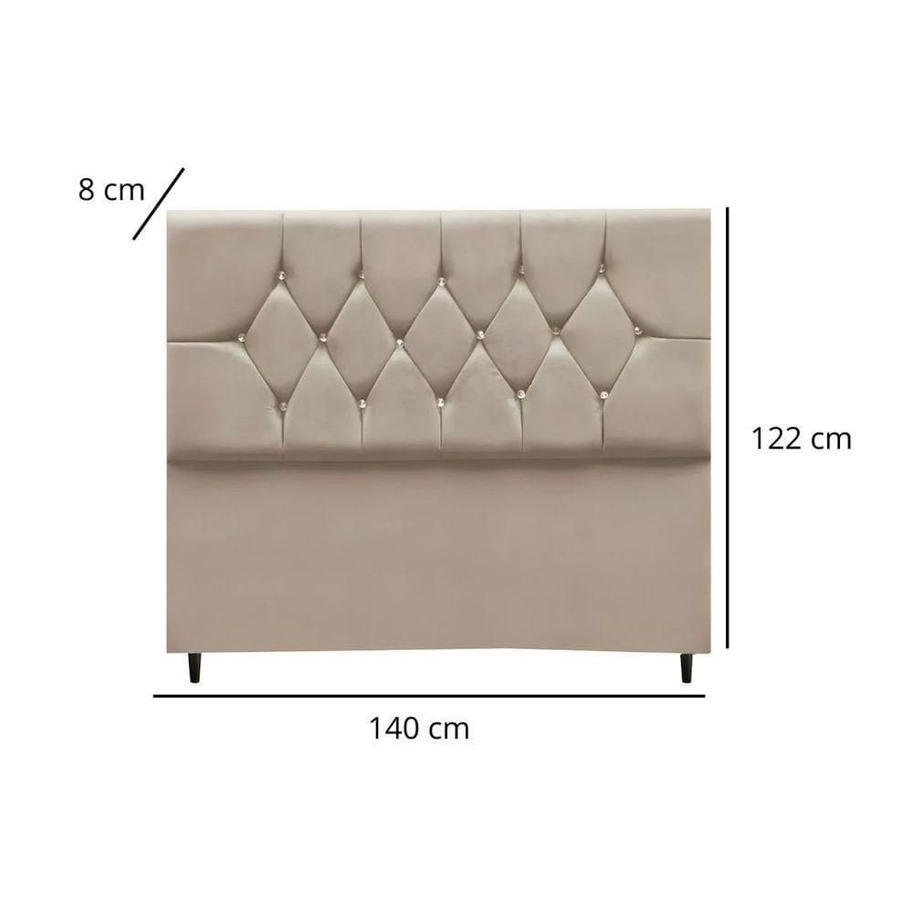 Cabeceira Estofada Cama Box Casal 140 Cm Suede Dubai bege