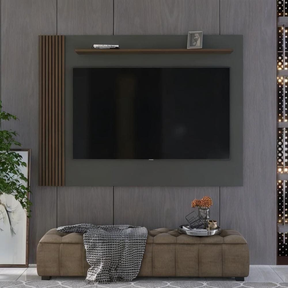 Painel Ripado Para Tv Até 70 Polegadas Grécia 180cm Cinza