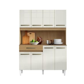 Armário De Cozinha Compacta 8 Portas Cosina 120cm Off White