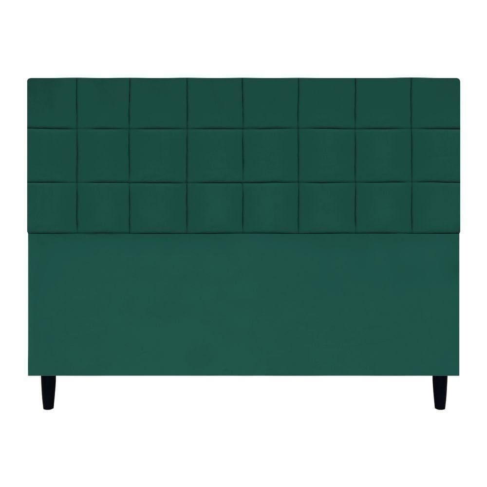 Cabeceira Decorativa Florem Para Cama De Queen 160 Cm Verde, Suede