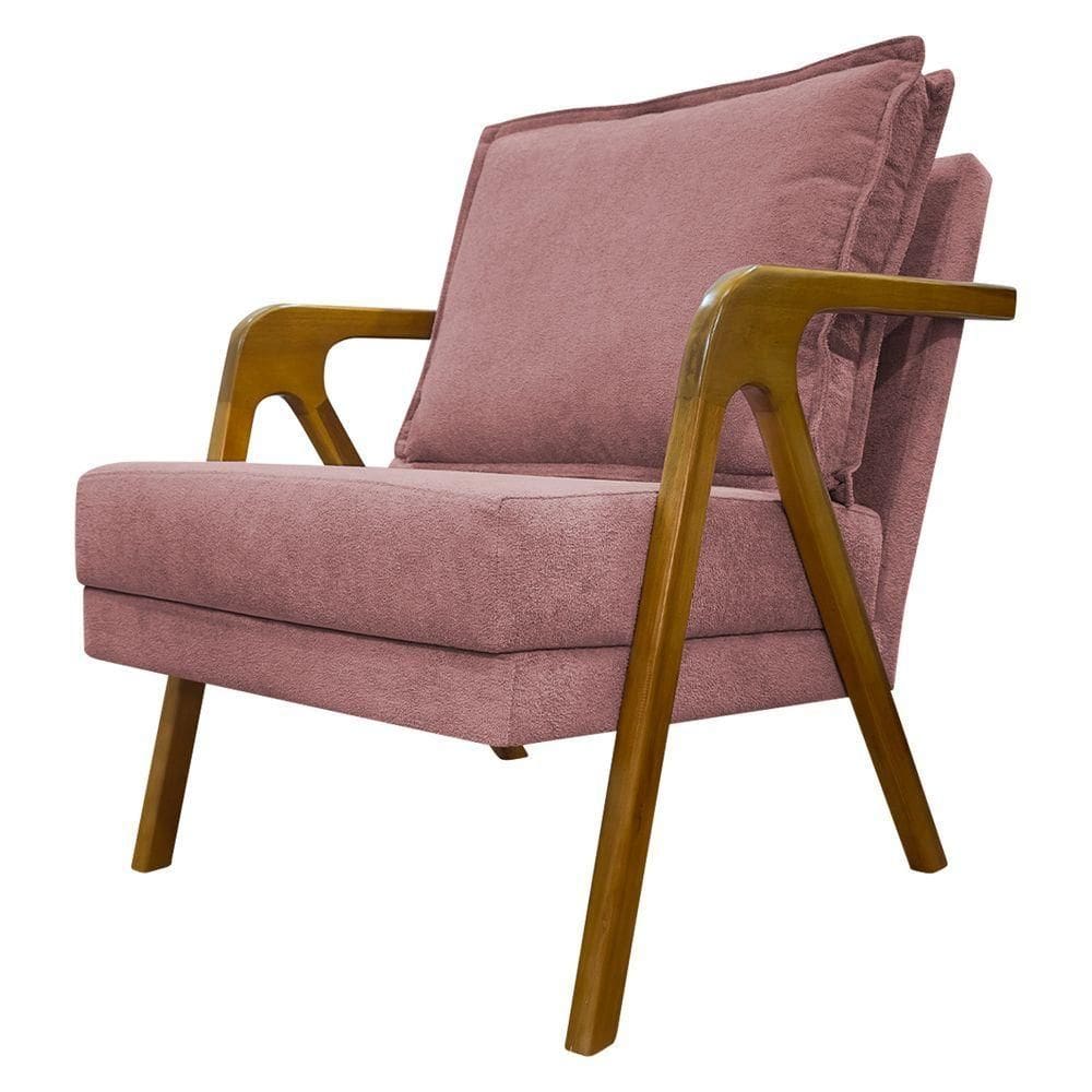 Poltrona Decorativa Shine Para Sala Bouclé Premium Rosê Buclê