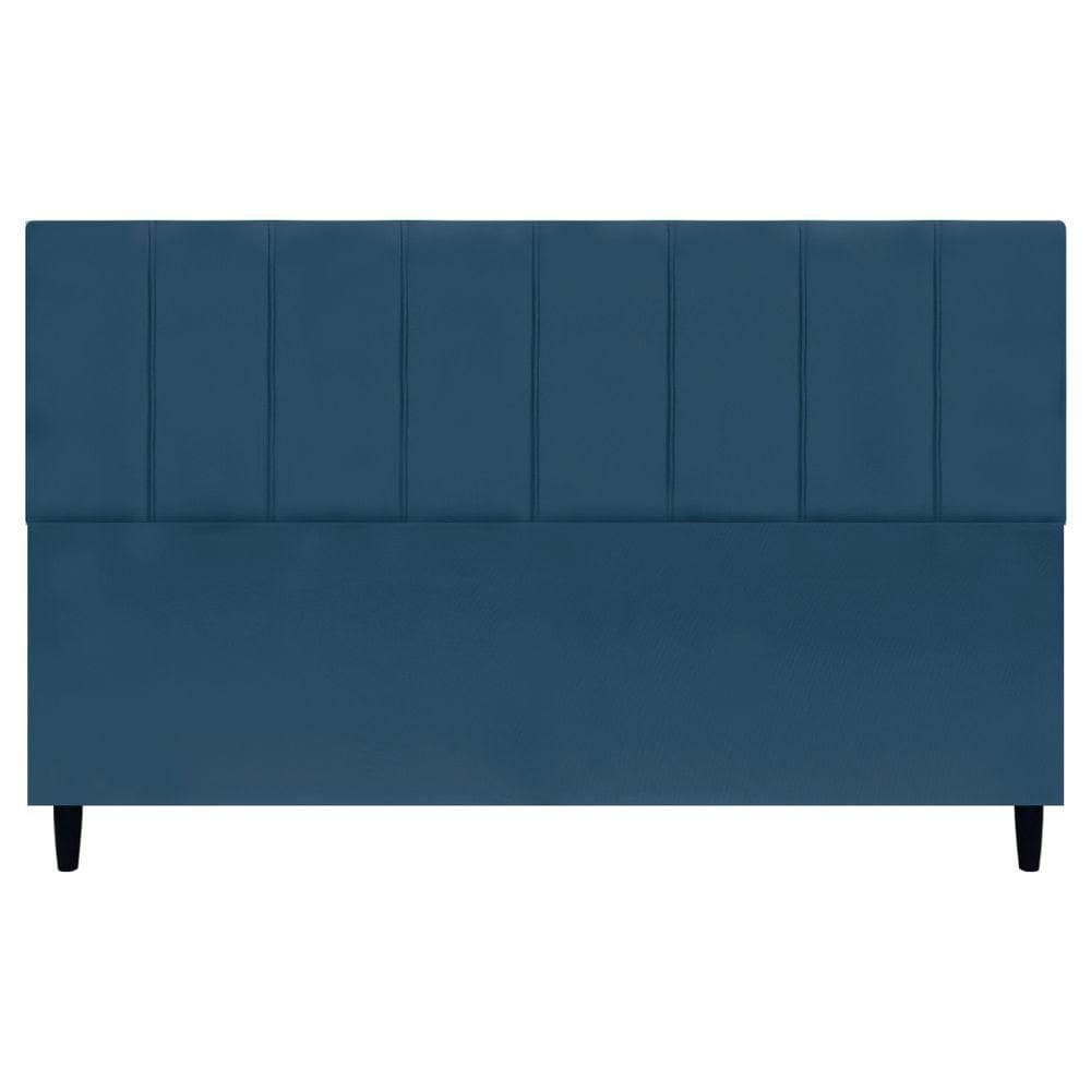 Cabeceira Decorativa Classic Para Cama King 195 Cm Suede Azul Marinho - Azul-marinho, Suede