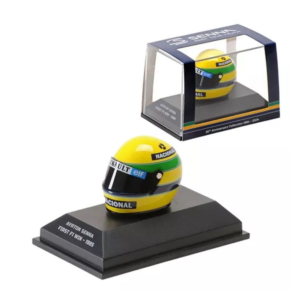 Miniatura F1 Capacete Senna Primeira Vitória 1985 1/8