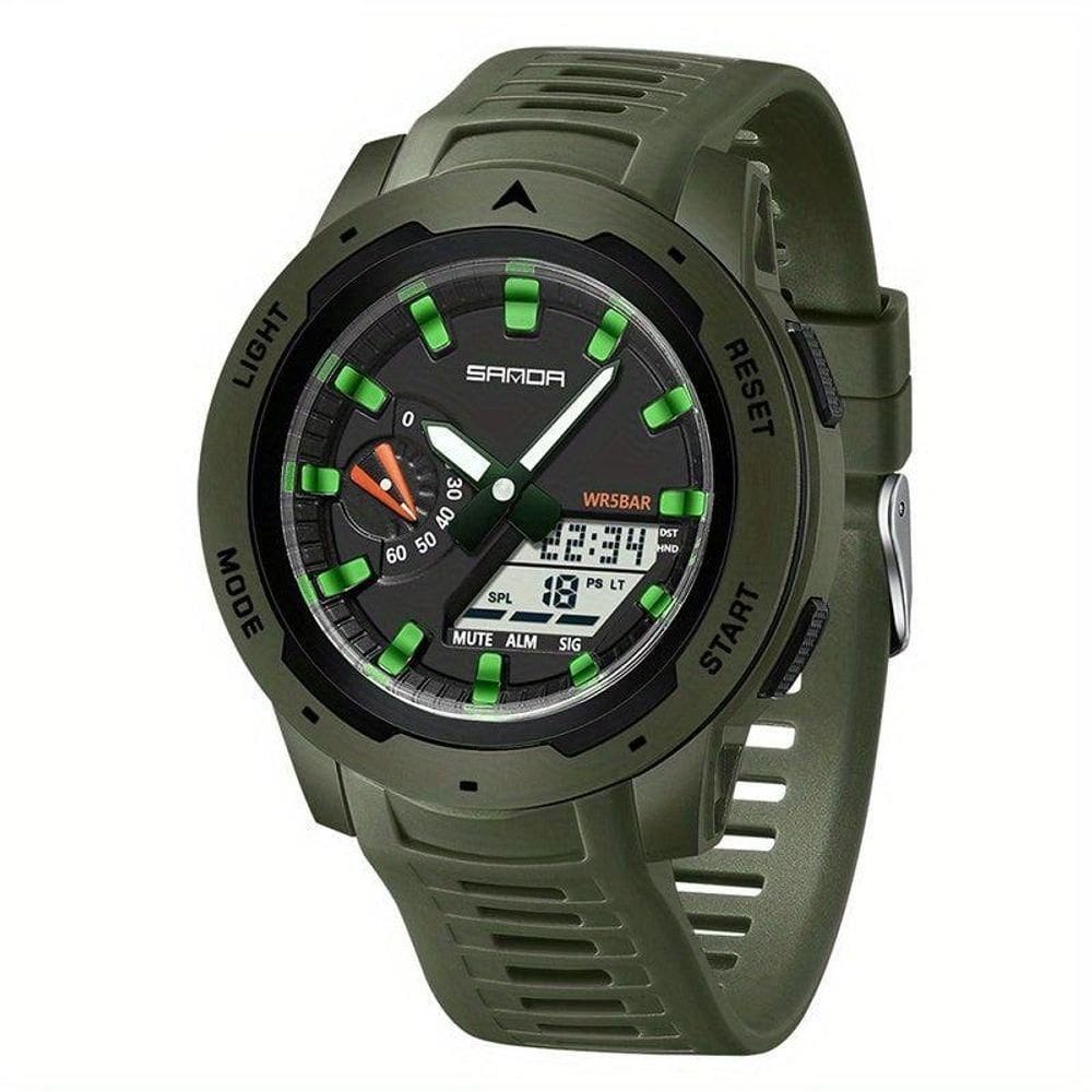 Relógio Esportivo Digital Para Homens Multifuncional Com Calendário Movimento Eletrônico Verde Militar
