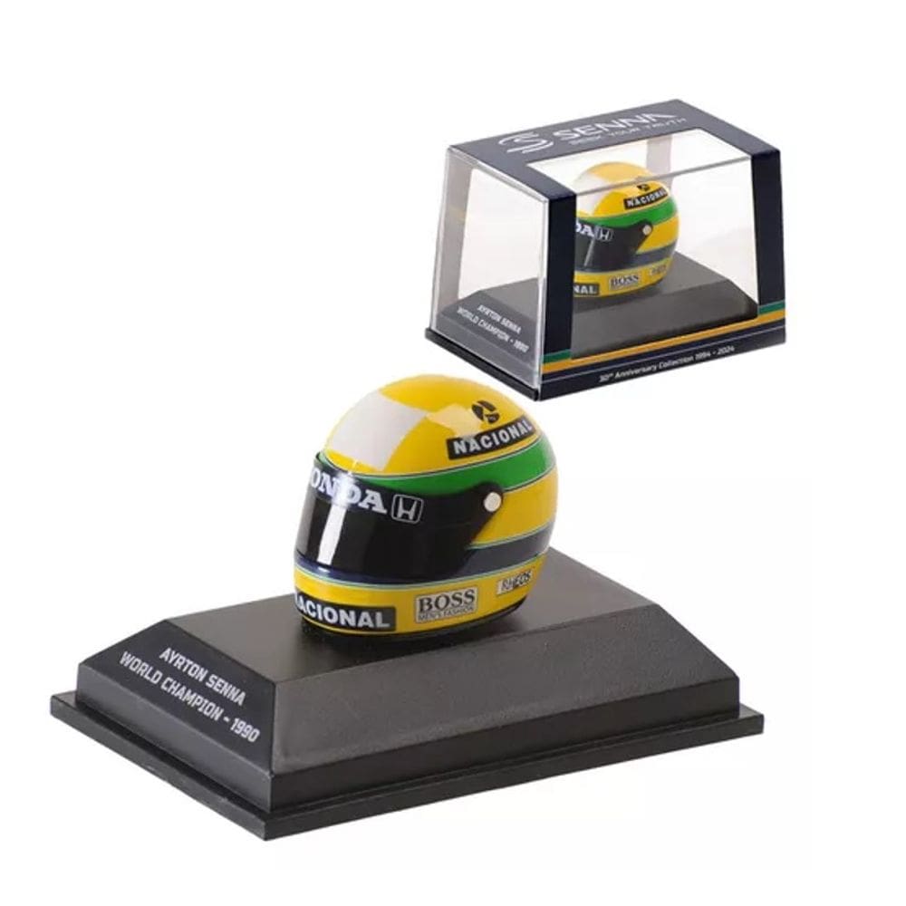 Miniatura F1 Capacete Ayrton Senna Bi Campeao 1990 1/8