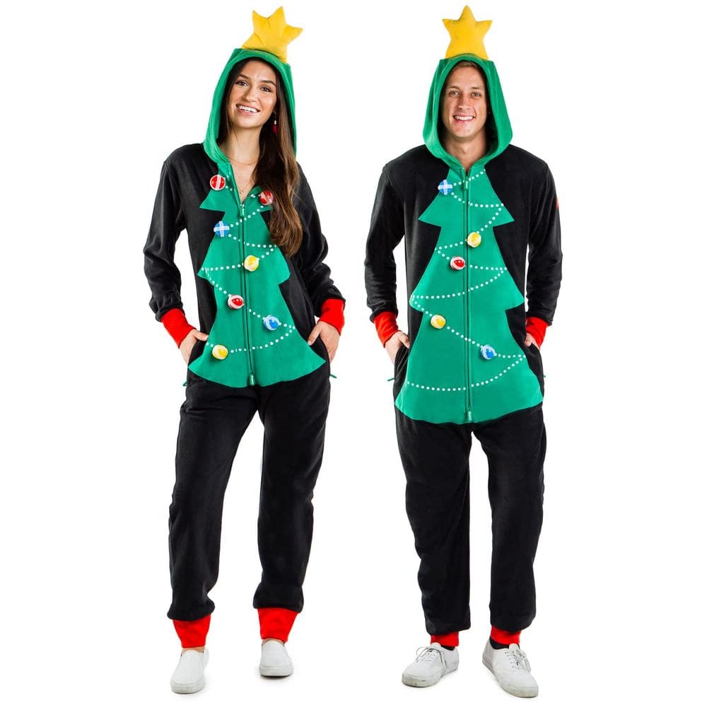 Jogo Onesies Tipsy Elves Christmas Tree Toss Black Adult