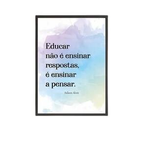 Quadro Educar É Ensinar A Pensar 33X24Cm Moldura Preta
