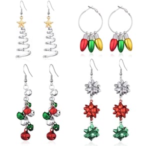 Brincos pendentes de Natal WanBigva para mulheres (4 pares)
