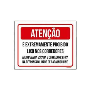 Placa Atenção Proibido Lixo Corredores 36x46 PSAI