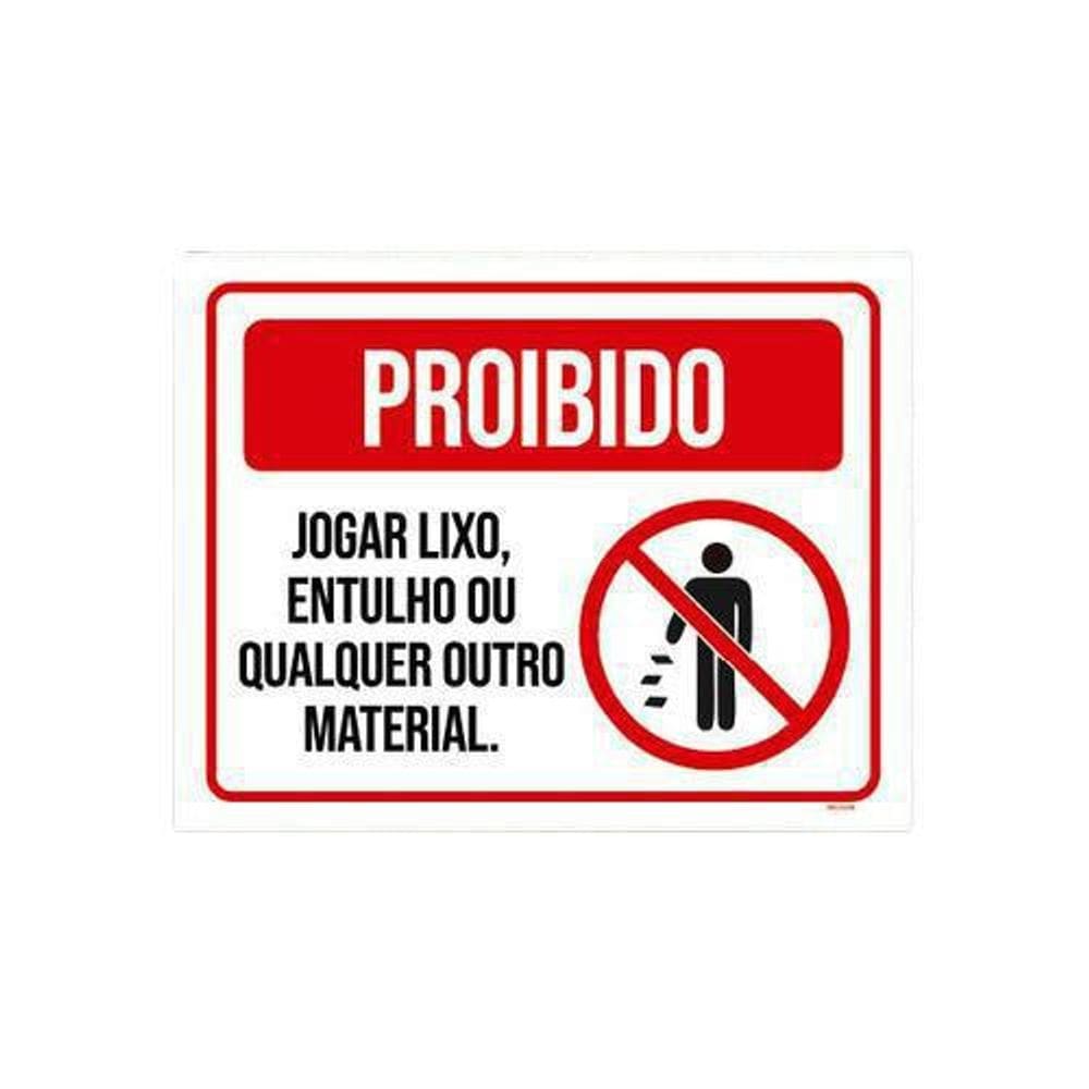Kit 5 Placas De Sinalização - Proibido Jogar Lixo Entulho