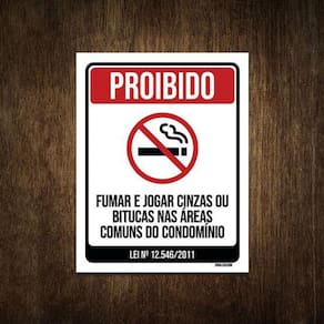 Placa De Sinalização - Proibido Fumar No Condomínio 27X35