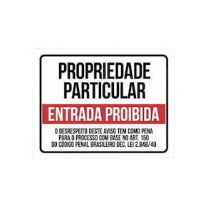 Placa Ps 2Mm Propriedade Particular Entrada Proibida 36X46