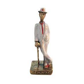Escultura Zé Pelintra Branco Vintage Resina 11 Cm