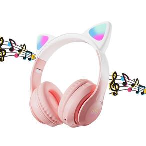 Fone De Ouvido Gatinho Sem Fio Led Bluetooth Infantil