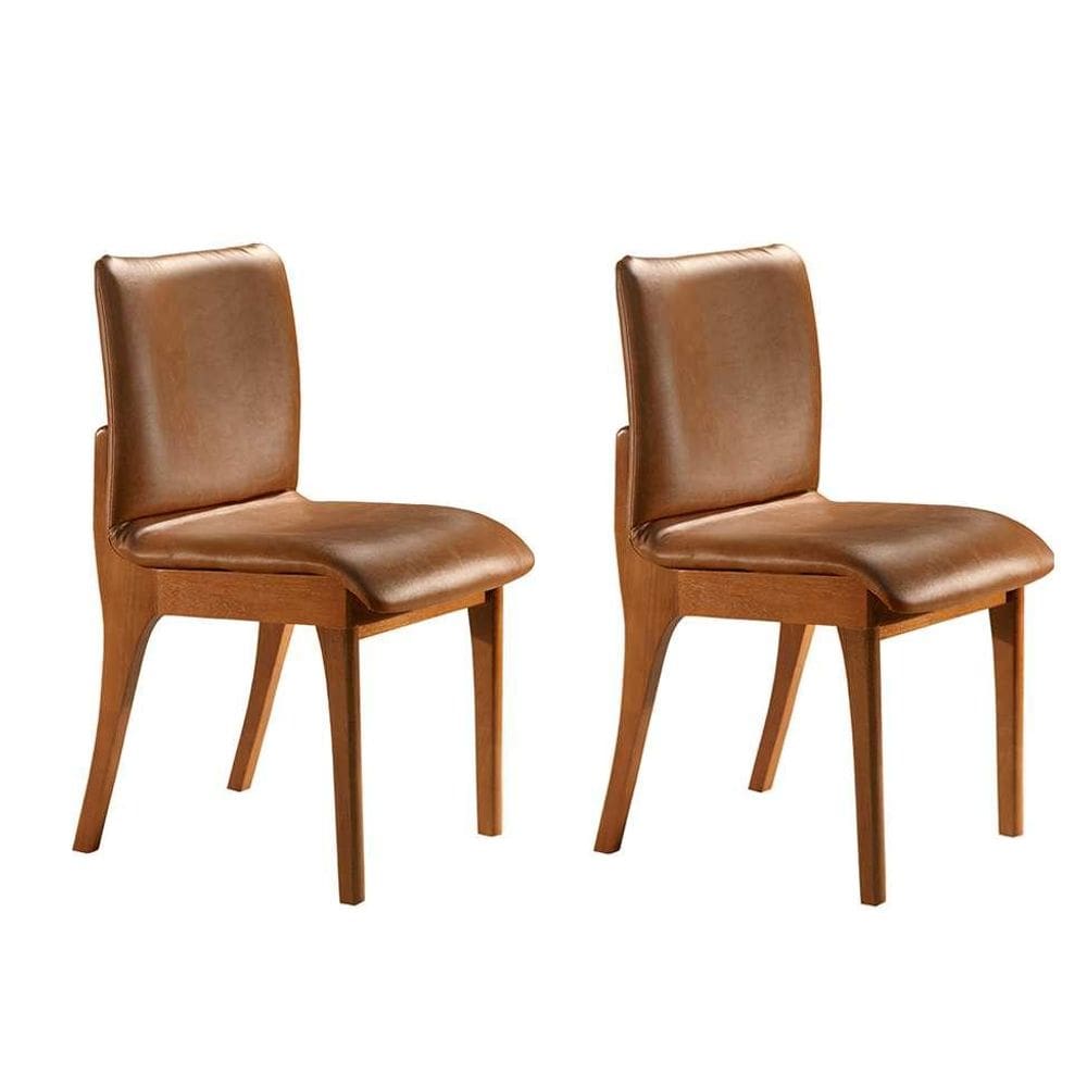 Conjunto com 2 Cadeiras de Jantar Bella Gold Imbuia e Caramelo