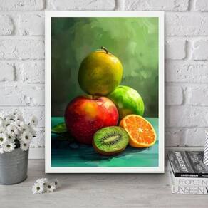 Quadro Para Cozinha Arte Frutas 33X24Cm - Com Vidro