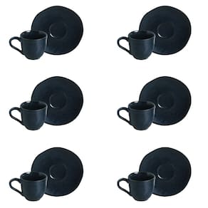 Conjunto de Xícara de Cafezinho com Pires 06 Peças Orgânico Night Blue Porto Brasil