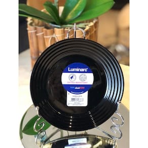 PRATO P/SOBREMESA DE VIDRO OPALINO HARENA BLACK 19cm