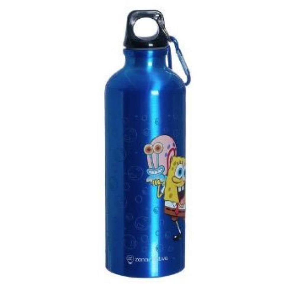 Garrafa Aluminio 500Ml C/Mosquetao Bob Esponja E Patrick