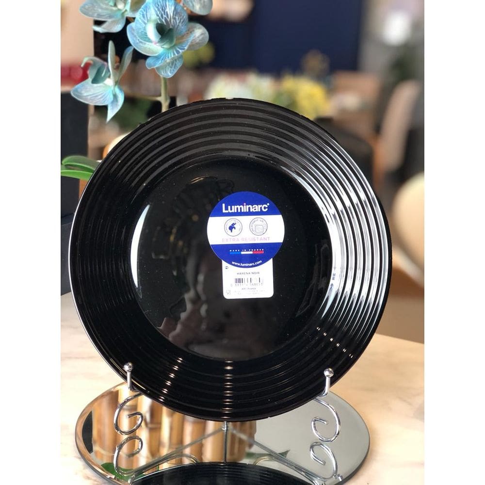 PRATO RASO DE VIDRO OPALINO HARENA BLACK 27cm