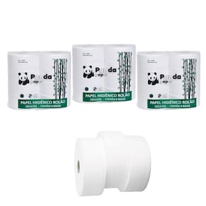 Papel Higiênico Rolão Celulose 8 Rolos Folha Simples Kit 3