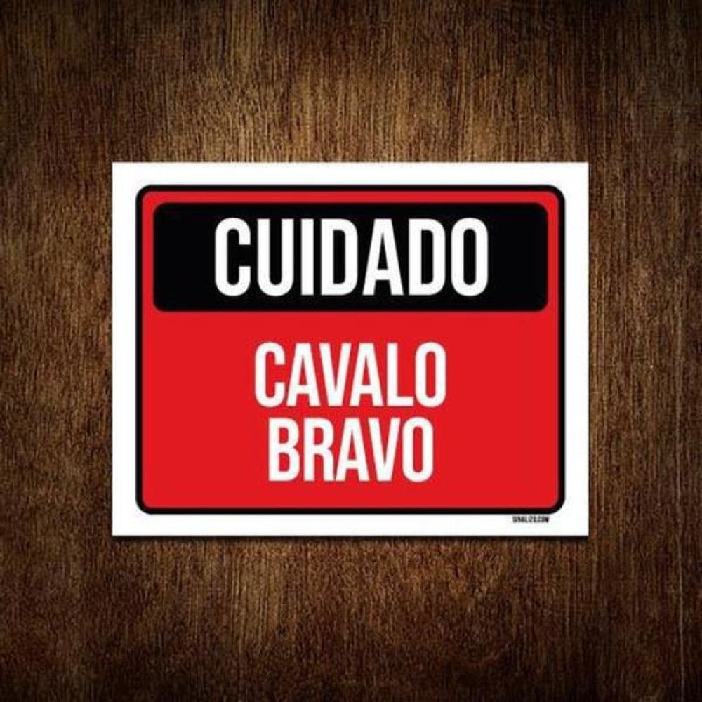 Kit 5 Placas Cuidado Cavalo Bravo