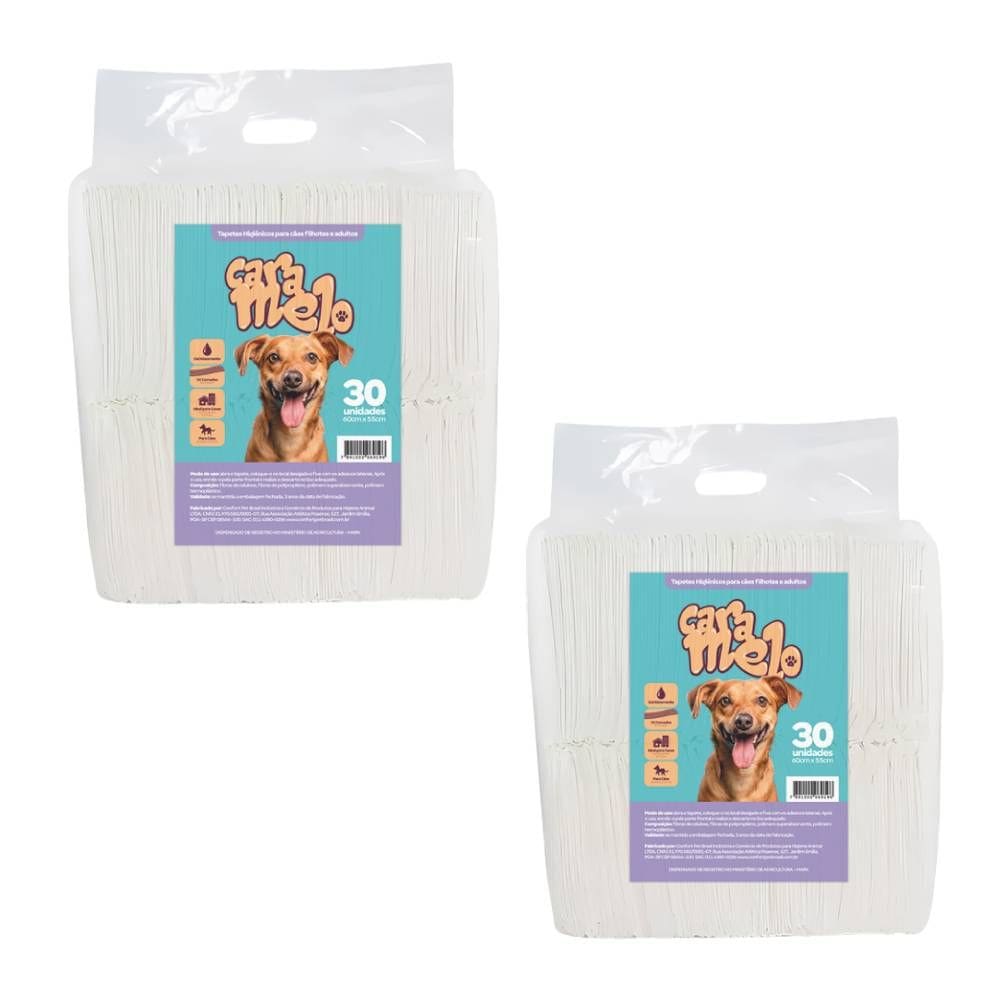 Kit 2 Tapete Higiênico Caramelo 60x55cm para Cães 60 Unidades