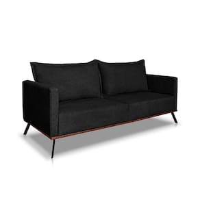 Sofá 2 Lugares Zeus Linho Bouclê Preto 160 cm
