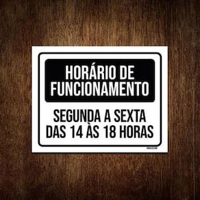 Kit 10 Placas - Horário Funcionamento