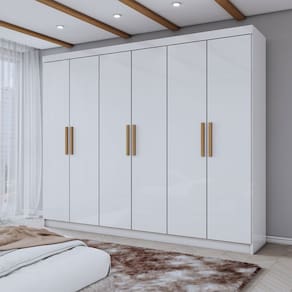 Guarda-Roupa Casal Aurora 6 Portas 2 Gavetas Branco Neve - Panorama Móveis